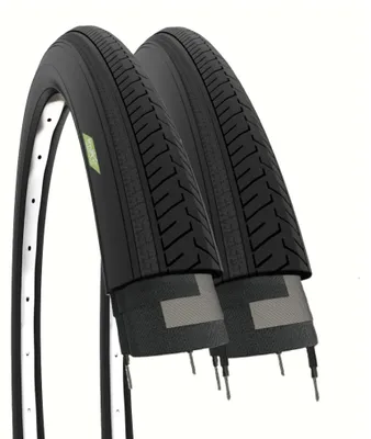 Image de Pneus pour vélo 27 x 1 1/4 - Vélo de ville - 2 pièces - Noir - Profil route