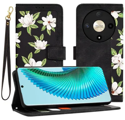 Produktbild von Techsuit FlipCraft Book Wallet Klapphülle mit Kabel für HONOR Magic6 Lite - Flowers of the Dawn