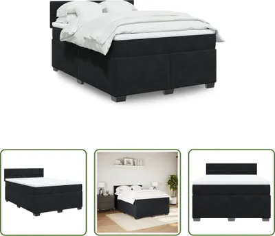 Produktbild von The Living Store Boxspringbett mit Matratze Schwarz 140x190 cm Samt