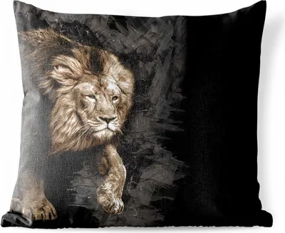 Produktbild von MuchoWow® Outdoor Kissen - Löwe - Tiere - Schwarz - 40x40 cm - Wetterfest - Lounge Kissen - Kopfkissen - Interieur - Polster mit Bild