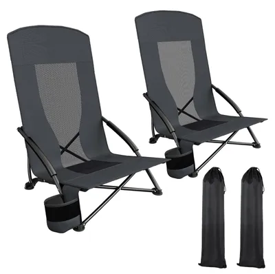 Obrázek produktu pro Skládací židle, přenosný design, vysoká opěradla, šedá barva