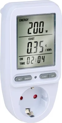 Obrázek produktu pro Měřič spotřeby elektrické energie Grundig pro zásuvky Měřič spotřeby elektrické energie pro úsporu nákladů - Měřič nákladů na energii max. 3680 W - Měřič spotřeby elektrické energie s LCD displejem