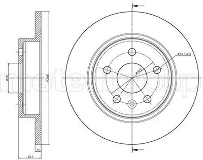 Produktbild von 2x METELLI Bremsscheibe 23-1002C für OPEL Astra J Sports Tourer (P10) ASTRA J
