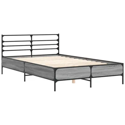Produktbild von Bettgestell Grau Sonoma 120x200 cm Holzwerkstoff und Metall