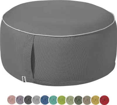 Produktbild von heimtexland Outdoor Pouf Sitzkissen wetterfest Garten Bodenkissen ausblasbar Fußhocker Yoga Lounge Hocker Tisch Party Deko Sitzsack 25x55 Typ551 Anthrazit