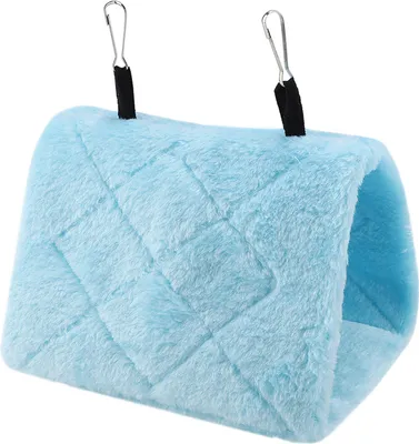 Produktbild von Weiche Plüsch-Hängematte, Vogelkäfig-Zelt als Warmes Winterbett & Spielzeug für Papageien (Blau, S)