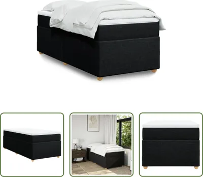 Produktbild von The Living Store Boxspringbett mit Matratze Schwarz 90x200 cm Stoff