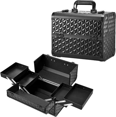 Produktbild von Make-up-Koffer – Kosmetiktasche – Für den professionellen Gebrauch – Verstellbare Fächer – 33,5 x 22,5 x 29 cm – Schwarz
