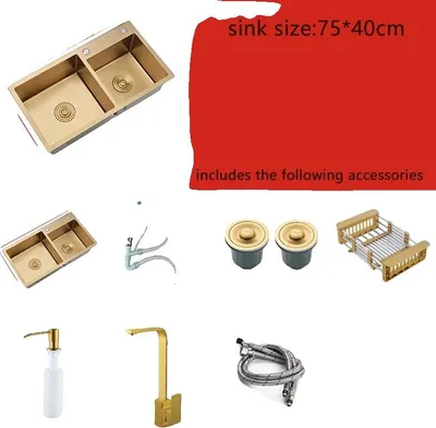 Productafbeelding van Keukenwastafel, dubbele wasbak, opbouwmontage, 75x40 cm