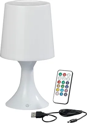 Produktbild von LED Tischleuchte, Tischlampe, Stimmungsleuchte, LED Leuchte, mit Farbwechsel und Fernbedienung und USB-Kabel.