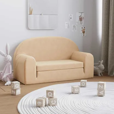 Produktbild von HOMMIE Kinder-Schlafsofa - elegantes Design - Sofa Baby/Kinder Sofa - 2-Sitzer Creme Weicher Plüsch NEU901931 - Kindersofas