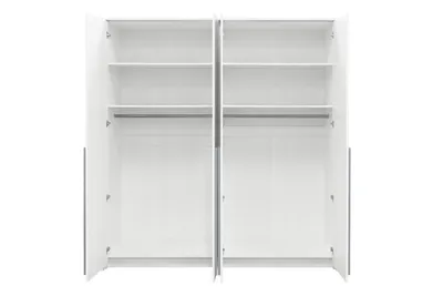 Produktbild von Easy4You Genua Weiß Kleiderschrank 210x217x65 cm - Schlafzimmermöbel, Aufbewahrung – Mehrzweckschrank mit 2 Kleiderstangen