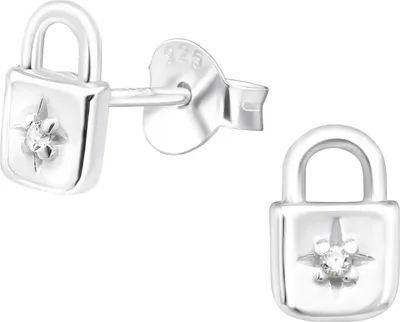 Produktbild von Ohrstecker 925 Sterling Silber Schloss mit Zirkonia