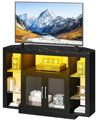 Productafbeelding van Hoek-TV-standaard met RGB LED-verlichting - Meubels voor maximaal 55 inch TV