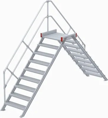 Produktbild von Euroline 512 Überstieg 45° 1000mm Stufenbreite 2x9 Stufen Alu gerieft
