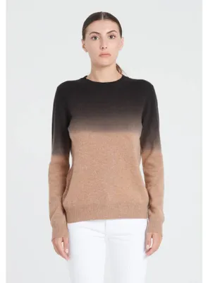 Imagen del producto de Studio Cashmere8: Suéter de mujer, cuello redondo, modelo ZAYA 9, color camel con estampado , talla M