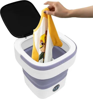Produktbild von Faltbare Mini-Waschmaschine – Tragbare Camping-Waschmaschine – Schnell Wäsche waschen – Mit Auffangbehälter – 12 Liter – Rosa