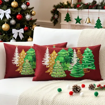 Obrázok produktu pre Sada 2 obojstranných vianočných obliečok na vankúše 40 x 60 cm