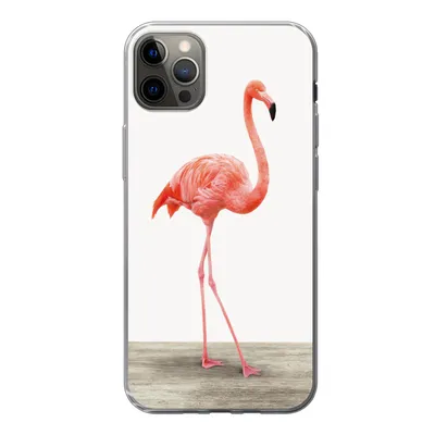 Produktbild von MuchoWow® Handyhülle Schutzhülle Hülle für iPhone 13 Pro Max Flamingo - Rosa - Vogel - Mädchen - Jungen - Kind Silikon Softcase Handy Hülle - Mobiltelefon