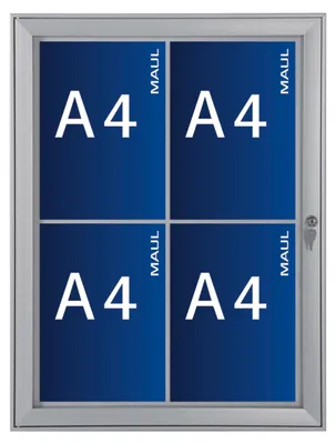 Zdjęcie produktu dla Gablota MAUL MAULexcite format portretowy 4 x A4 aluminium 69,6 x 52,7 x 2,9 cm srebrny
