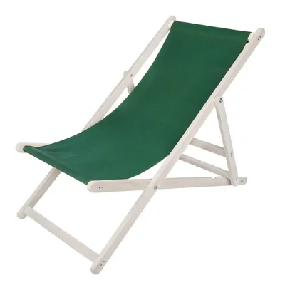 Image de Chaise longue de plage Blanc Chaise longue de jardin Pliable Chaise longue de plage Vert