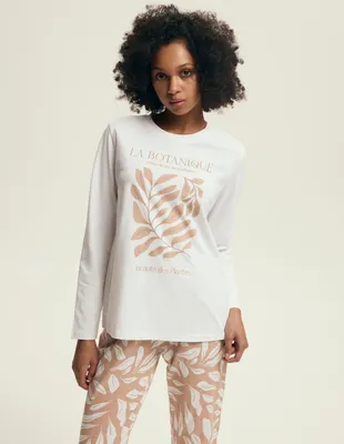 Produktbild von Henderson Damen Pyjama Dextra - 100% Baumwolle, Langarm, Bequem, Homewear für Herbst/Winter 2025, Ecru, Modell 43689, Ideal für Zuhause S