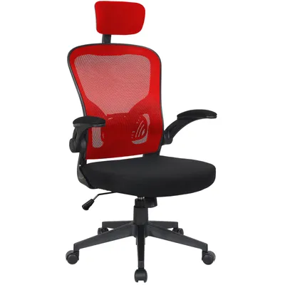 Produktbild von Bürostuhl Ergonomisch  Drehstuhl Schreibtischstuhl Mesh Netzstoff office Stuhl,Farbe:Schwarz / Rot mit Kopfstütze