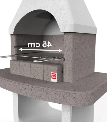 Productafbeelding van Stenen Grill - Buitenkeuken - Gezellig buiten koken - Betonnen vuurplaats - 45 cm grill - Grijs