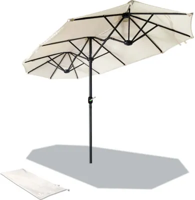 Produktbild von VOUNOT® Doppelsonnenschirm mit kurbel, Marktschirm, 150 x 300 cm, Beige