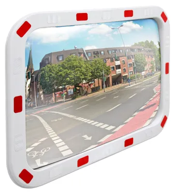 Verkehrsspiegel 40x60 cm, konvex, mit Reflektoren, inkl. Halterung