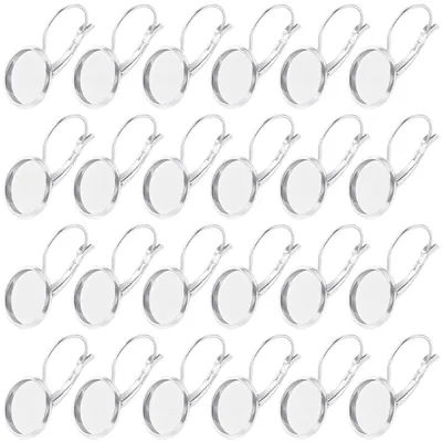 40 Stück Cabochon Ohrringfassungen 14 mm Leverback Ohrhaken Edelstahl