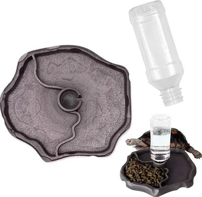 Produktbild von Famanu Wasserschale für Reptilien - 2-in-1 Wasser- und Futterspender (braun)