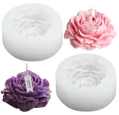 Produktbild von Formen zur Herstellung von Pfingstrosenkerzen, 3D-Silikonformen für Blumenkerzen für selbstgemachte Bastelprojekte