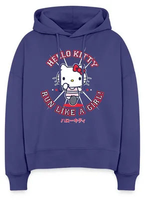 Produktbild von Spreadshirt Hello Kitty Run Like A Girl Sport Frauen Boxy Organic Hoodie, S, Dämmerung