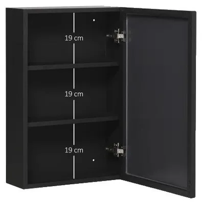 Image de Armoire de toilette, design peu encombrant, portes à fermeture douce, noir