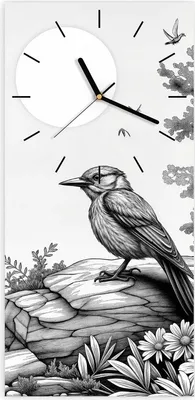 Produktbild von Wanduhr aus Glas mit Motiv Natur Illustration- 30 x 60 cm - inkl. Aufhängesystem