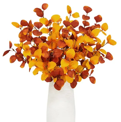 6 Kunst-Eukalyptuszweige, 60 cm, Herbstdeko, realistisch