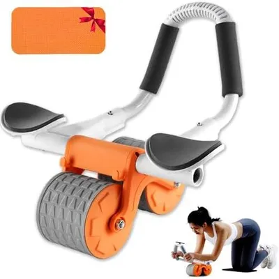 Produktbild von Bauchroller Ab Roller Bauchtrainer mit Ellbogenunterstš¹tzung, Ab Wheel mit Automatische Rebound, Bauchmuskeltrainer mit Kniematte fš¹r M?nner und Frauen, Bauchmuskeltraining Doppelr?dern Stabiler