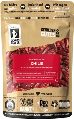 Produktbild von Chilis, ganz, Tianjin Chilis leicht bis mittelscharf, ideal zum Kochen oder Einlegen, 10 x 50g