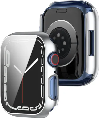 Produktbild von Hülle Schutzglas Panzerfolie Case Display Für Apple iWatch Series 7 41mm Silber