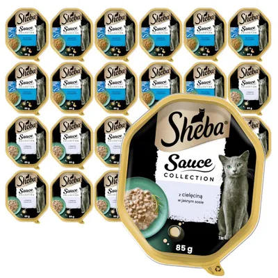 Zdjęcie produktu dla Sheba Sauce Collection Tacka 22x85g Mokra Karma Pełnoporcjowa Dla Kota Cielęcina Tuńczyk W Sosie