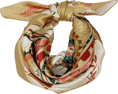Produktbild von edles Seidentuch beige rot 65x65 cm Grafikprint - SPECIAL EDITION