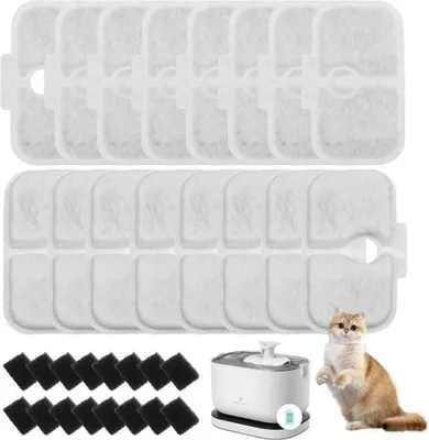 Produktbild von 32 Stück Katzentrinkbrunnenfilter verpackt für Katzentrinkbrunnen PLWF105/PLWF115/PLWF005, 16 Filterkartuschen und 16 Schaumstoffschwämme