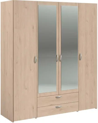 Produktbild von Parisot Daily 13 Kleiderschrank – 4-türig, Braun mit Spiegel, 160x185x51 cm