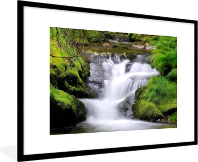 Produktbild von MuchoWow® Gerahmtes Poster Wasser - Natur - Wasserfall 90x60 cm - Poster mit Schwarzem Bilderrahmen Wandposter Rahmen Foto Bilder - Wanddekoration - Fotos