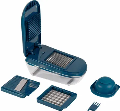 Image de Mastrad Hachoir multi-légumes avec mandoline, Plastique, Acier, Bleu, F21413