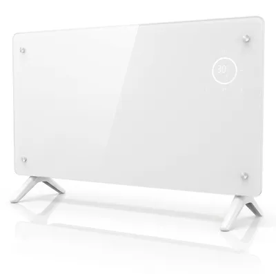 Immagine prodotto di Riscaldatore konvettivo da parete, riscaldatore elettrico da 2000 W con pannello frontale in vetro, termostato regolabile da 15 a 50 °C, programmazione settimanale, timer, telecomando, modalità ECO e antigelo, montaggio a parete, colore bianco