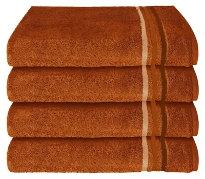 Produktbild von SCHIESSER Handtuchset Skyline Color | Einfarbig | 4-teilig | 100% Baumwolle | Flauschig & Saugstark | 50x100 cm | Terrakotta