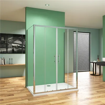 Produktbild von 120cm Schiebetür mit 80x80cm Seitenwand H.190cm 5mm ESG Glas U-Form Duschkabine Duschabtrennung U-kabinen
