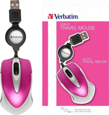 Zdjęcie produktu dla Verbatim Go Mini, Optyczny, USB Typu-A, 1000 DPI, Różowy